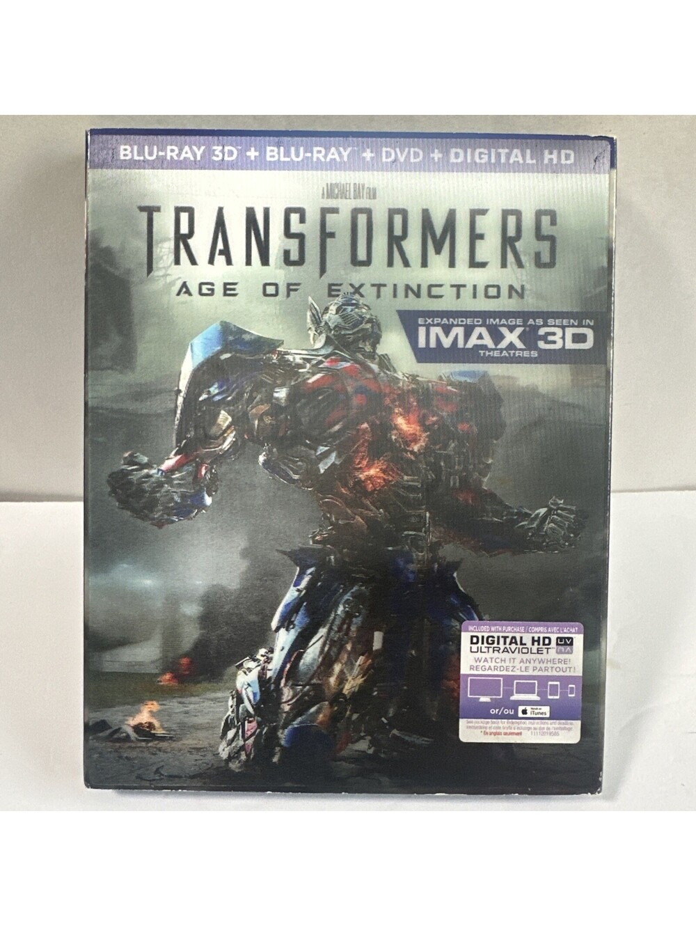 Transformers Age of Extinction 3D Blu-ray + Blu-ray + DVD Lenticular Slipcover